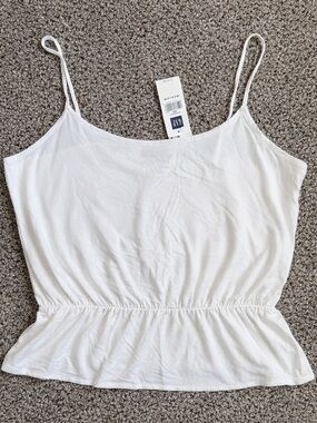 GAP White Spaghetti Strap Peplum Camisole